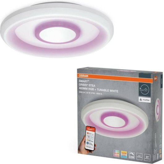Lámpara de techo Ledvance SMART+ Orbis Stea WiFi RGBW 32 W blanca 48,5 cm