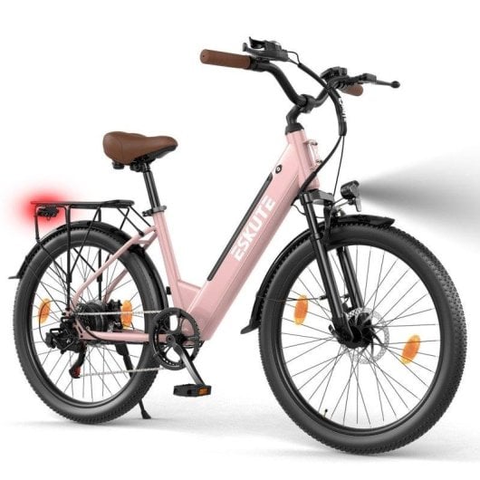 Bicicleta eléctrica Eskute C100 Plus 250 W 36 V 13 Ah rosa