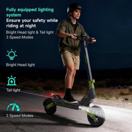 Monopattino elettrico GOKEEP F5 1000W Autonomia 70km Ruote 11 pollici Doppia sospensione Verde