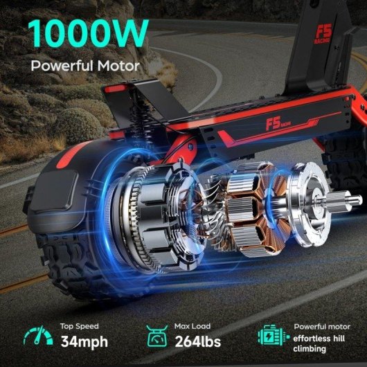 Patinete elettrico GOKEEP F5 1000W Autonomia 70km Ruote 11 pollici Doppia sospensione Rosso