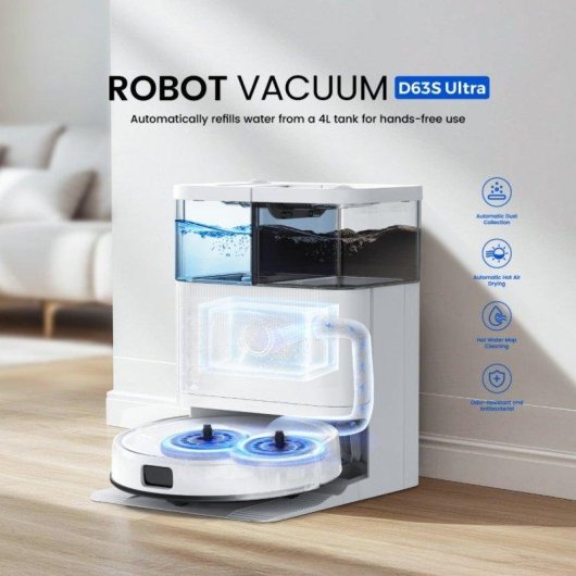 Aspirateur Robot et Laveur Teendow D63s Ultra avec Vidage Automatique Navigation Avancée 10.000 Pa