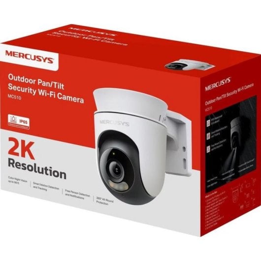 Caméra de surveillance Mercusys MC510 2K Vision Nocturne Intérieur et Extérieur IA Contrôle Vocal