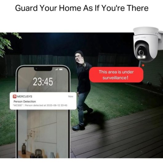 Caméra de surveillance Mercusys MC500 FullHD Vision Nocturne Extérieure Contrôle Vocal Audio Bidirectionnel
