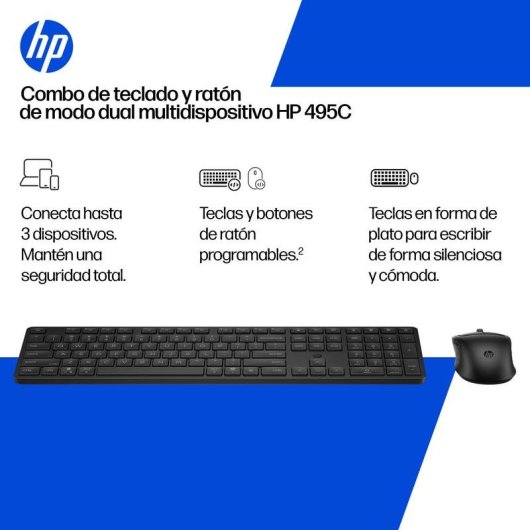 Clavier HP 495C sans fil complet avec souris multidispositif et touches programmables