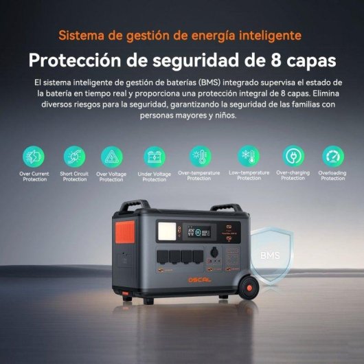 Estación de energía OSCAL PowerMax3600 SE 3600Wh 14 puertos Batería LiFePO4 Control APP Iluminación LED