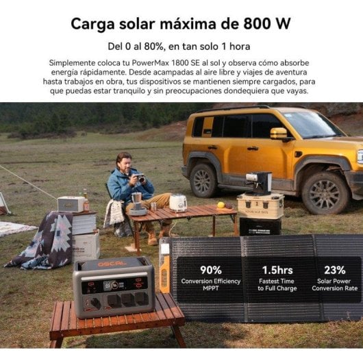 Estación de energía OSCAL PowerMax 1800 SE 1024Wh 10 puertos Batería Li-ion Carga solar rápida Pantalla LCD
