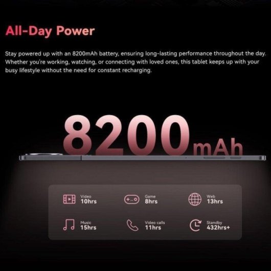 Tablet Cubot Tab 70 4G 10,95" Preto 6GB 128GB com Teclado Bluetooth, Bateria 8200 mAh