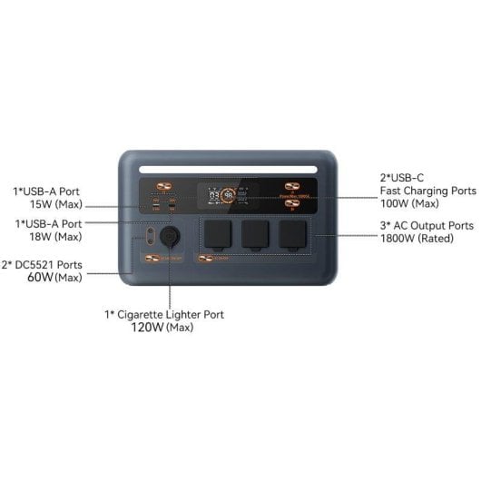 Estação de energia OSCAL Powermax1800se 1024Wh Bateria Li-ion 10 portas Carregamento solar 800W Ideal para emergências