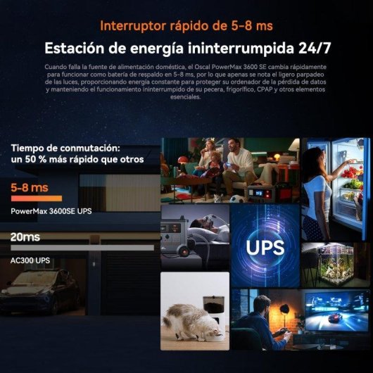 Station d’energie OSCAL Powermax3600 SE 3600Wh 14 ports Batterie LiFePO4 Contrôle intelligent