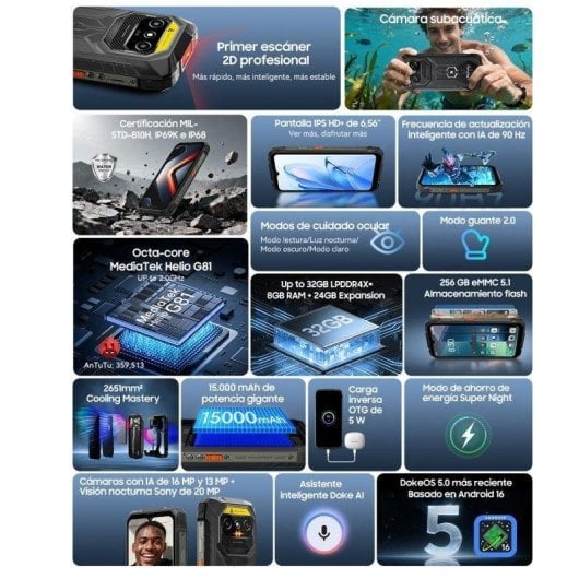 Blackview ROCK 1 Pro 4G 8GB 256GB 6.56" Negro