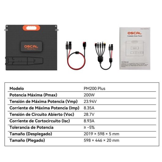 Panneau Solaire OSCAL PM200 Plus 200W 5 Connecteurs MC-4 Résistance IP67