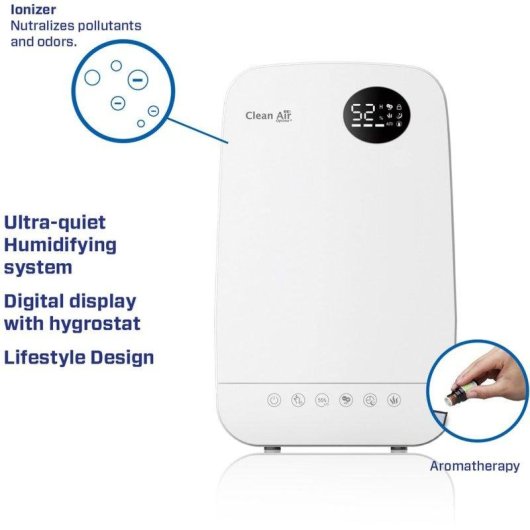 Umidificatore Clean Air Optima CA-606 Ionizzatore Ultrasuoni 65m² LCD