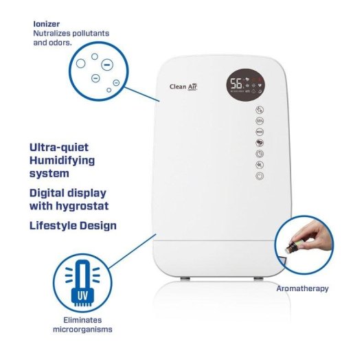 Humidificateur Clean Air Optima CA-607W Smart Ioniseur Vapeur Froid Chaud 65m²
