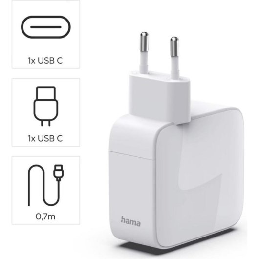 Chargeur Hama 00201956 30W USB-C Power Delivery 2 Ports Blanc