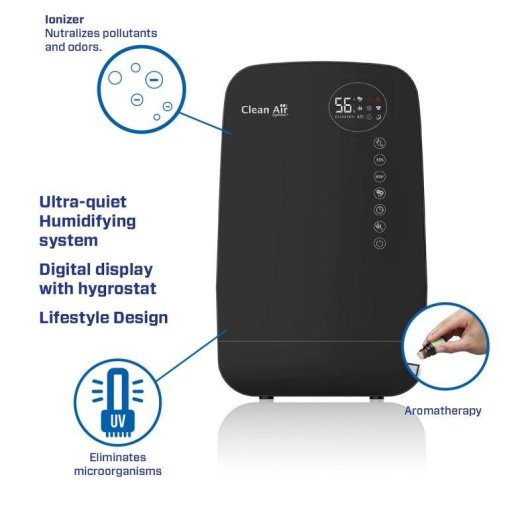 Luftbefeuchter Clean Air Optima CA-607B Smart Ionisator Kalt Warm Dampf 65m²