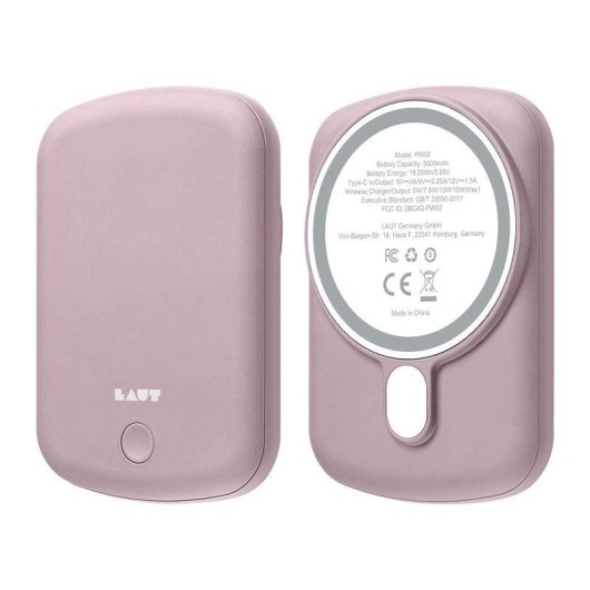 Bateria externa Laut L_PCH_P 5000 mAh MagSafe carga rapida rosa