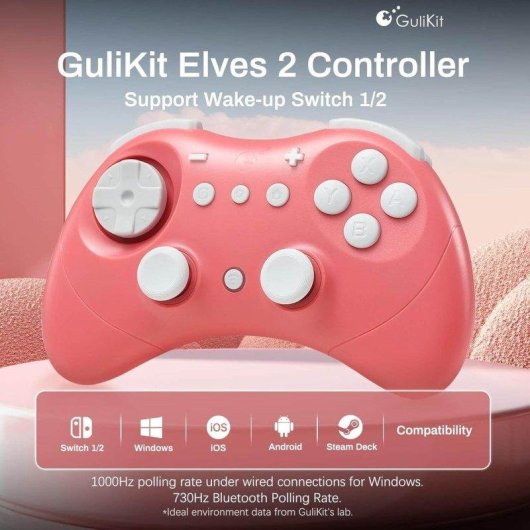 Controller GuliKit Elves 2 Rosa Corallo Wireless Hall Effect Bluetooth