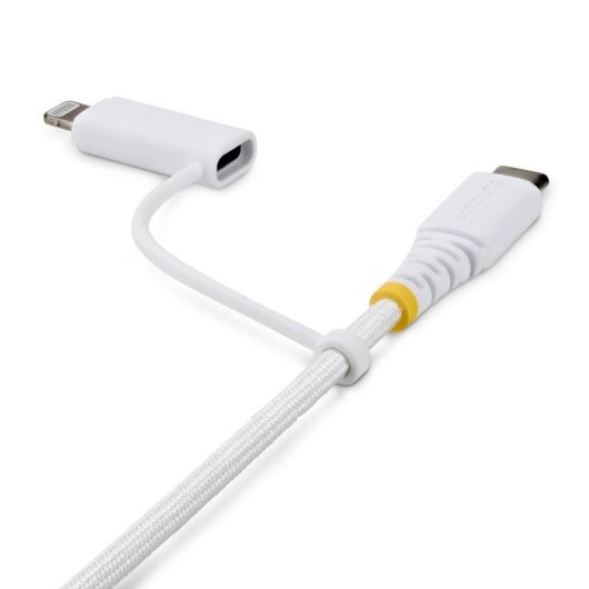Câble StarTech 2M-U2-LNTC-CABLE USB-C 2 m Adaptateur Lightning Tressé Blanc