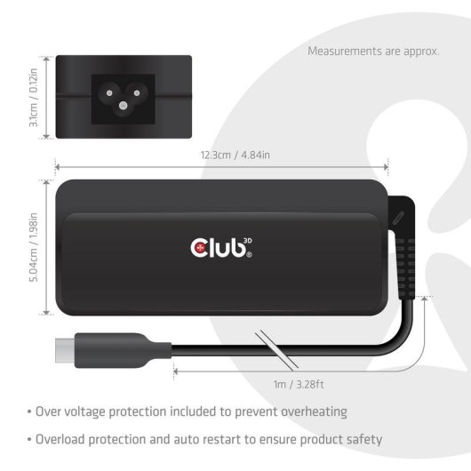 Chargeur Club 3D USB-C 140W Universel charge rapide câble 1 m noir