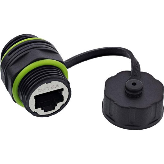 Conector InLine 69927J Cat6a Fêmea Reto IP68 Preto
