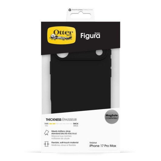 Coque pour mobile OtterBox Figura Series Cover Silicone Noire MagSafe pour iPhone 17 Pro Max