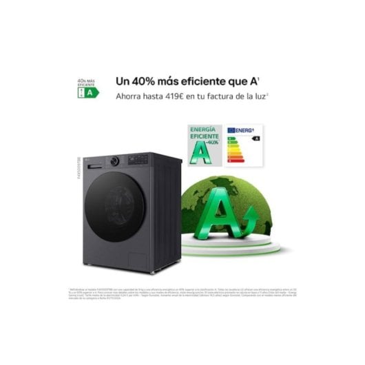 Lavadora LG F4X5009TBB Carga Frontal 9Kg 1350rpm A Grafito WiFi IA Steam