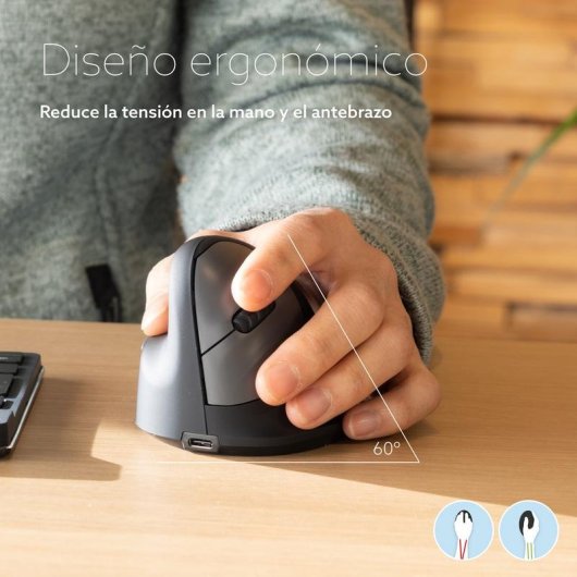 Ratón R-Go Tools HE Break Bluetooth 2400DPI Negro Vertical Zurdos Pausa