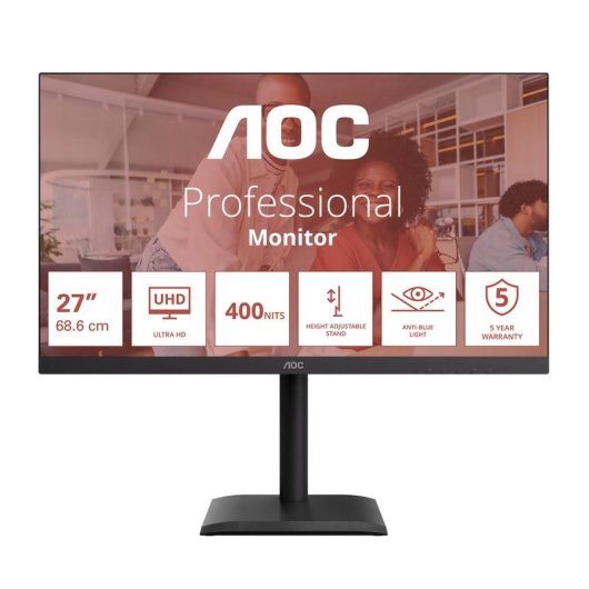 Monitor AOC U27E4CV 27" UltraHD 4K 60Hz IPS USB-C Lautsprecher HDR400 4ms