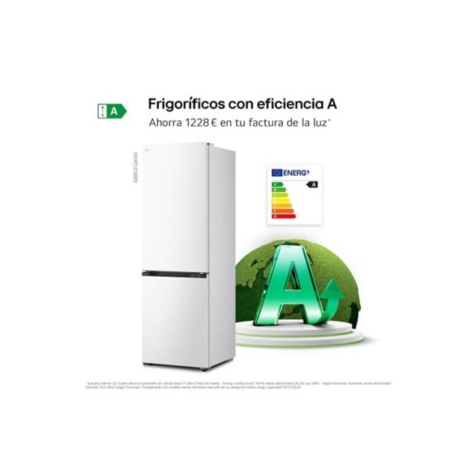 Frigorífico Combi LG GBBS312ASW No Frost 186cm 333L A Blanco WiFi IA