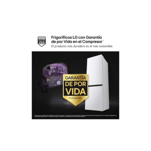 Frigorífico Combi LG GBBS312CSW No Frost 186cm 333L C Blanco WiFi IA