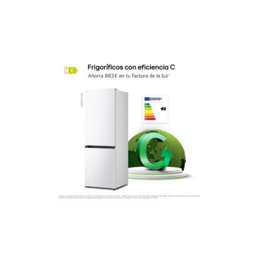 Frigorífico Combi LG GBBS312CSW No Frost 186cm 333L C Blanco WiFi IA
