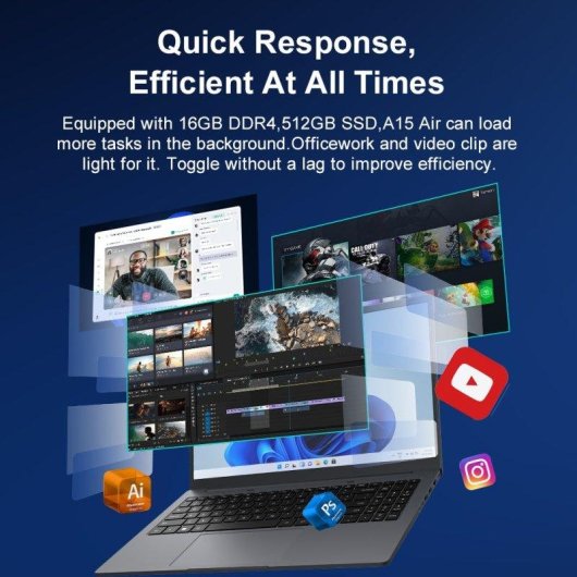 Portátil Ninkear A15 Air 16.5" AMD Ryzen 5 16GB 512GB SSD