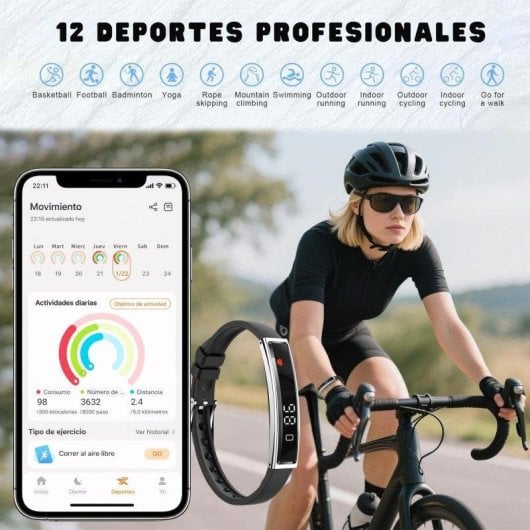 Pulsera de Actividad Smartia Vital Band Bluetooth Plata monitor de salud sueño y 20 modos deporte
