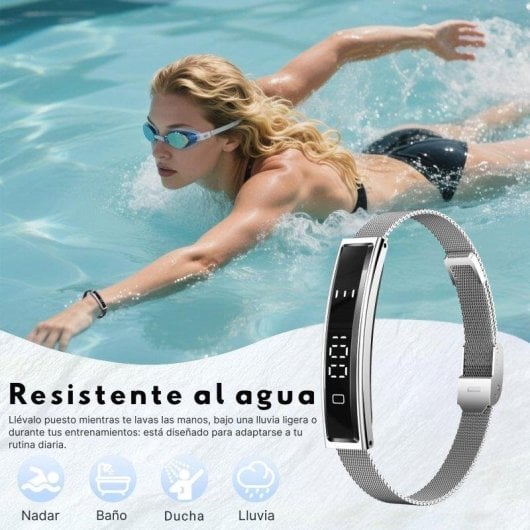 Pulsera de Actividad Smartia Vital Band Bluetooth Plata monitor de salud sueño y 20 modos deporte