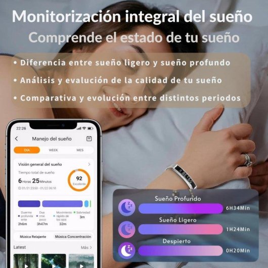 Pulsera de Actividad Smartia Vital Band Bluetooth Táctil Oro monitorización salud y sueño