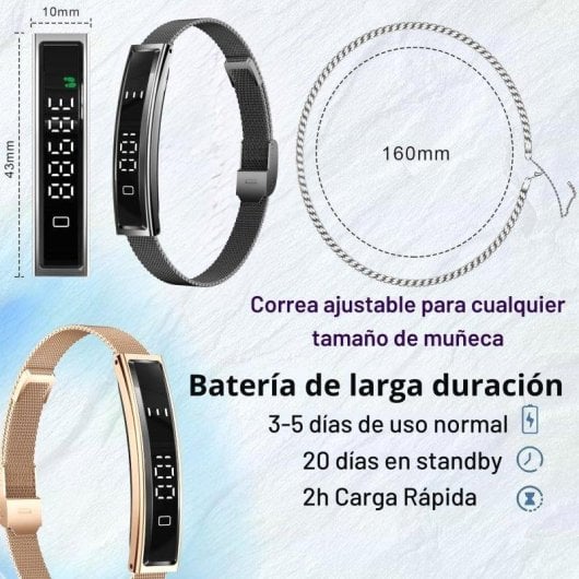 Pulsera de Actividad Smartia Vital Band Bluetooth Ultrafina Negro monitor de salud y sueño