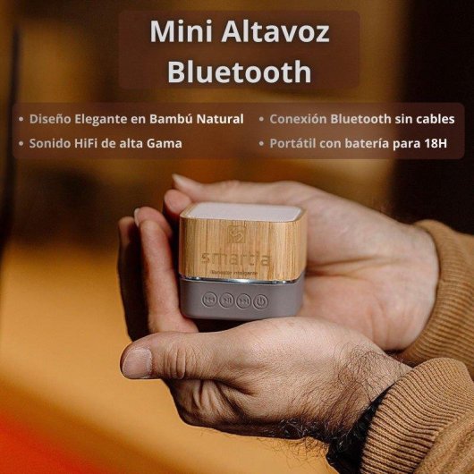 Altavoces Smartia Mini Portátil Bluetooth HiFi con bambú y micro SD
