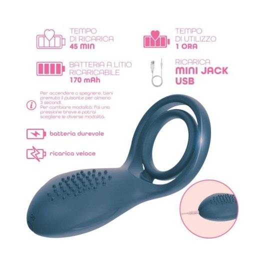Anello vibrante Do You Erotic Rudy silicone 10 modalita USB IP65