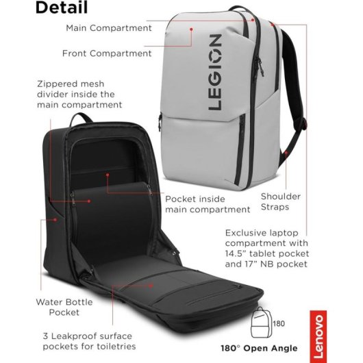 Mochila Gaming Lenovo Legion 17 GB800 Resistente al Agua 21L