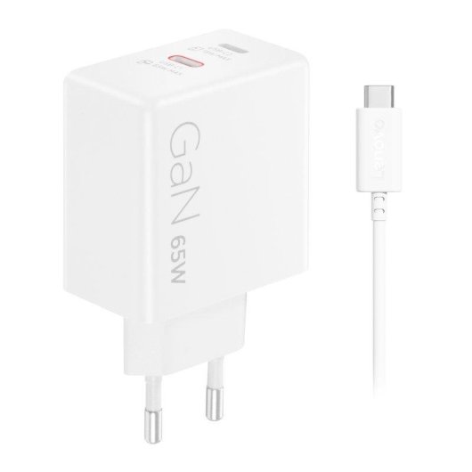 Caricatore Lenovo Dual USB-C 65W GaN Bianco 2 porte