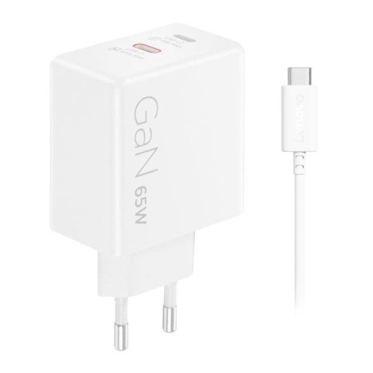 Lenovo Dual USB-C 65W GaN Oplader Wit 2 Poorten