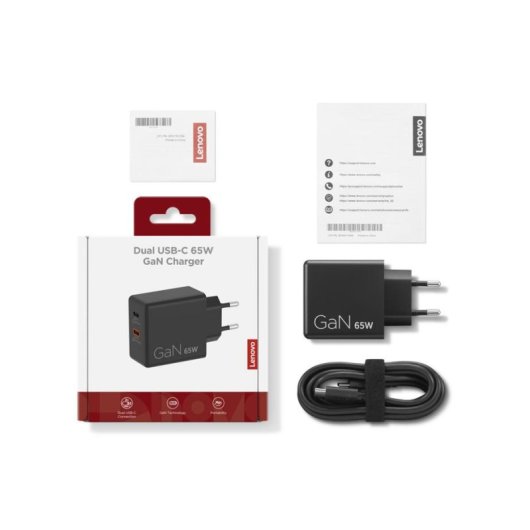 Lenovo Dual USB-C 65W GaN Oplader Compact Universeel