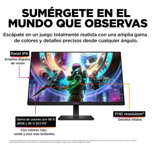 Écran PC HP OMEN 23,8" Full HD 165Hz IPS 1ms Premium FreeSync, hauteur réglable