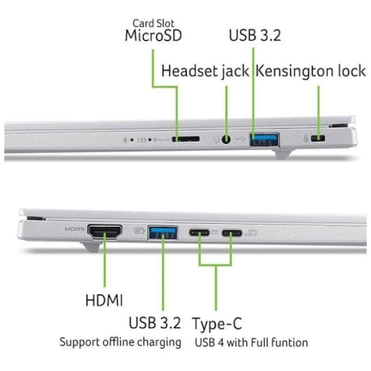 Portátil Acer Aspire 14 AI A14-61M 14" AMD Ryzen AI 5 330 16GB 512GB SSD Radeon Graphics Windows 11 Home