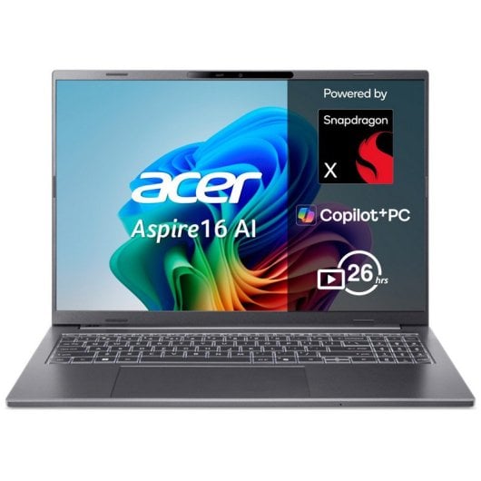 Portátil Acer Aspire 16 AI A16-11M 16" Snapdragon X1-26100 16GB 512GB SSD Adreno Windows 11 Home