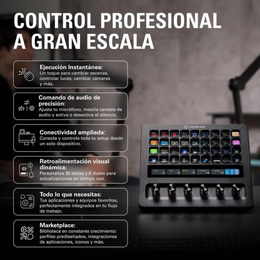 Panel de control Elgato Stream Deck + XL 36 teclas LCD 6 diales USB-C