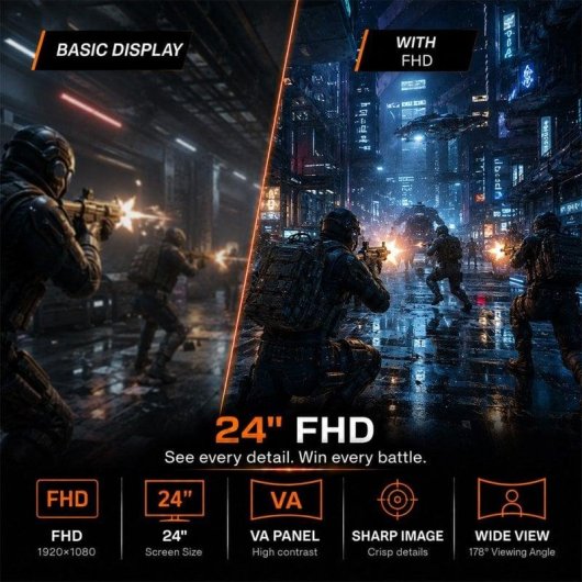 Monitor PC PcCom Elysium 24 VA Full HD 240Hz VA HDR10 Adaptive Sync 1ms