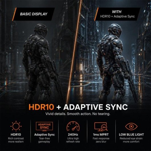 Monitor PC PcCom Elysium 24 VA Full HD 240Hz VA HDR10 Adaptive Sync 1ms