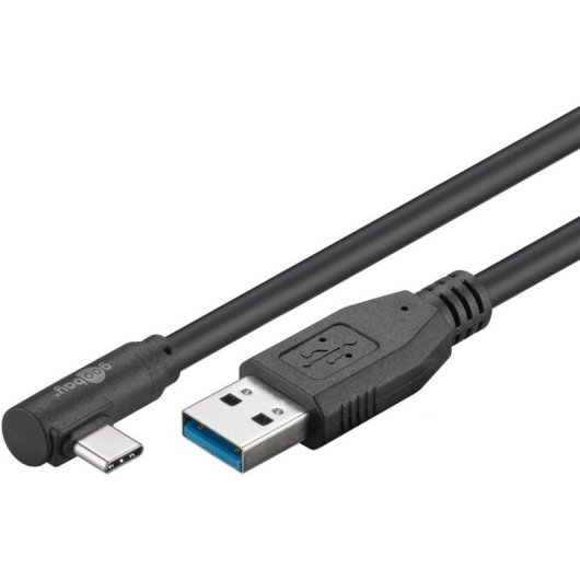 Cable USB Goobay 66502 USB-A a USB-C 1,5 m 90° Negro alta velocidad
