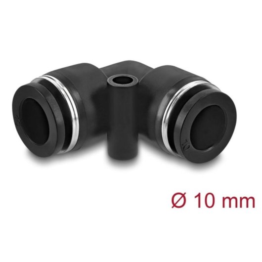 Acoplamiento neumático Delock 60747 90° metal plástico rosca hembra 10 mm negro